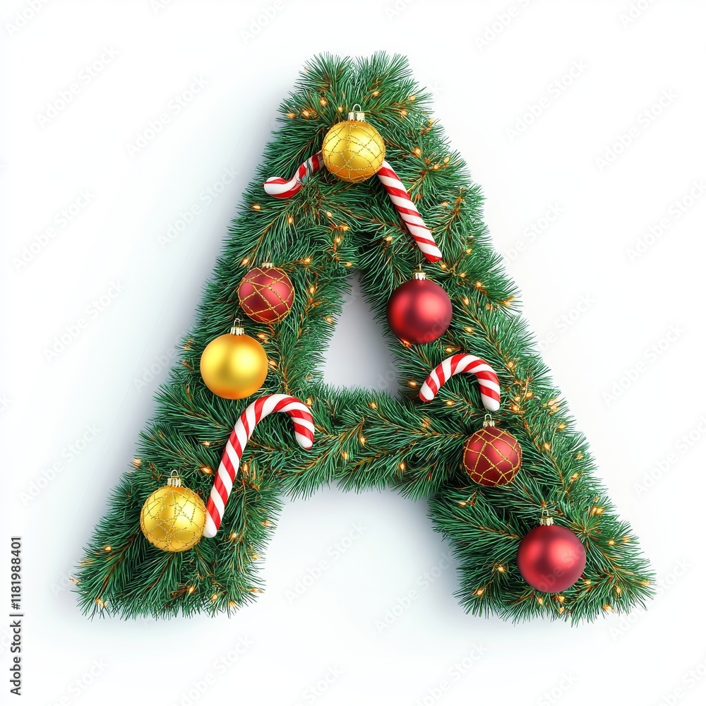 Sticker A 3D letter A in a festive Christmas font, set against a white background.