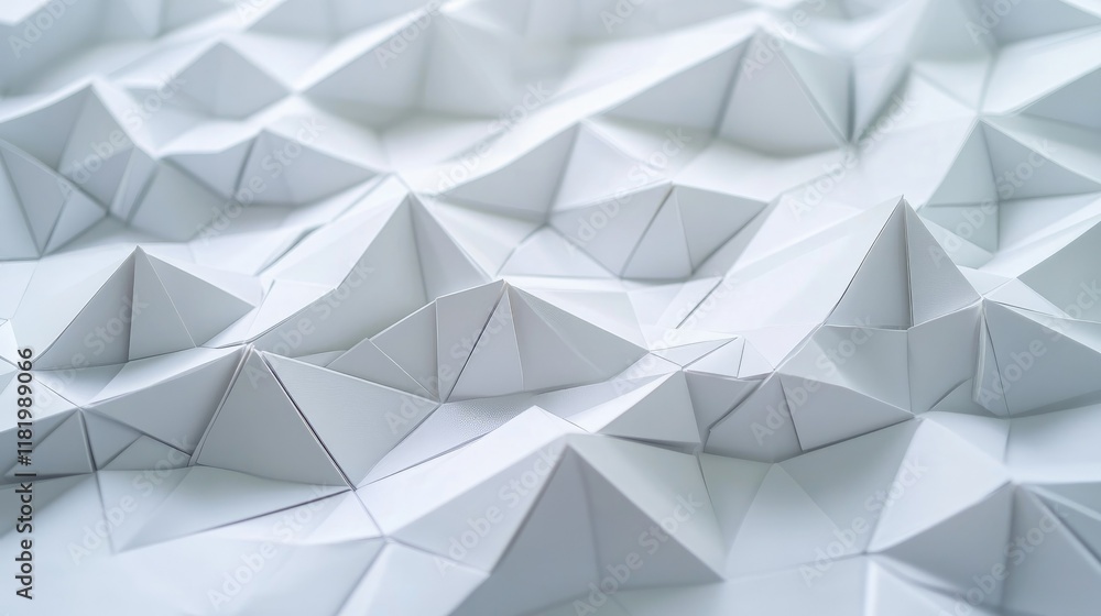 Poster white 3d background with layered triangles and subtle shadows, creating a futuristic and dynamic tex