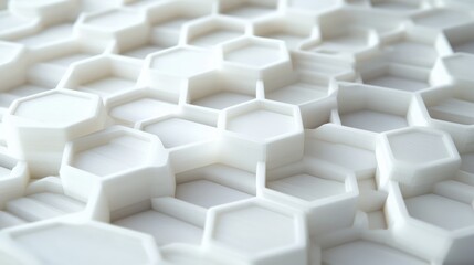Obraz premium White 3D honeycomb pattern with precise hexagons and light shading, perfect for a modern and clean aesthetic