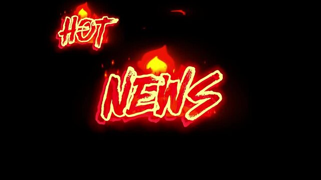 Hotnews text animation with black background