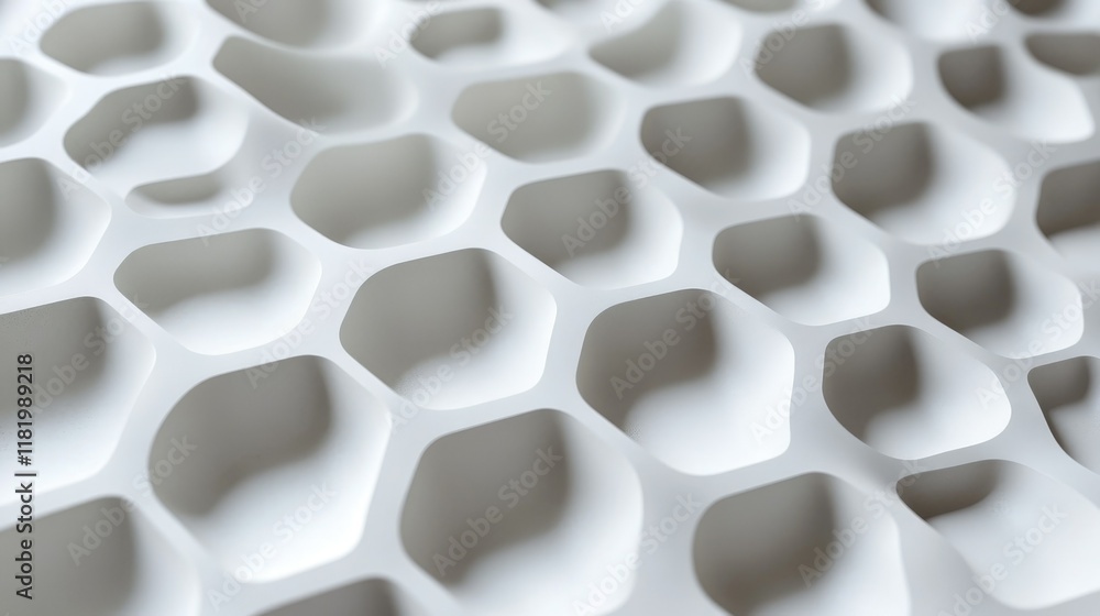 Aufkleber white 3d honeycomb pattern with precise hexagons and light shading, perfect for a modern and clean a