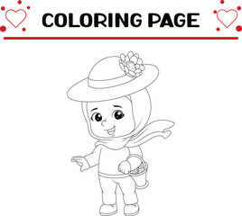 little girl florist girl is picking flowers coloring page for kids