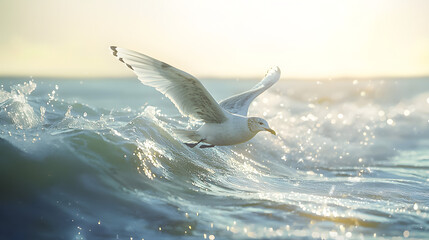 Fototapeta premium Seagull Wallpeper Ocean Calm