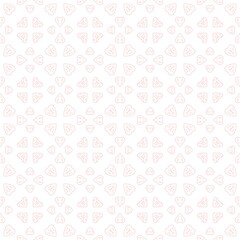 seamless pattern with pink flowers, heart blur on white background 