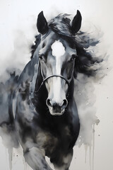 watercolor painting portrait of a horse