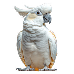 A close-up of a white cockatoo with a distinctive crest.
