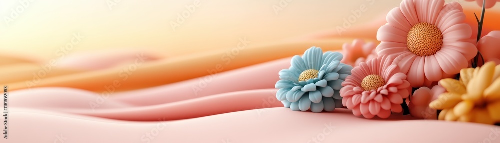 Poster capture the vibrant essence of spring with this close-up of cheerful flowers in bloom while this ima