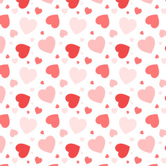 Seamless pattern with red hearts.Cute heart repeat pattern isolated on white background for happy Valentine's Day.Vector graphic illustration.Sweet love background.