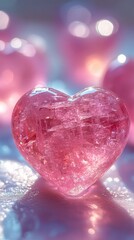 Obraz premium Glowing Pink Crystal Heart with Sparkles 