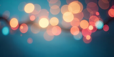 Festive Bokeh Lights Abstract Background Teal Orange Pink Blurred Circles Holiday Sparkle Warm Glow