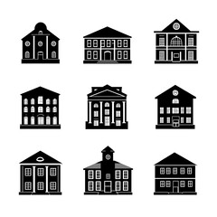 Fototapeta premium Collection of Black and White Building Silhouettes