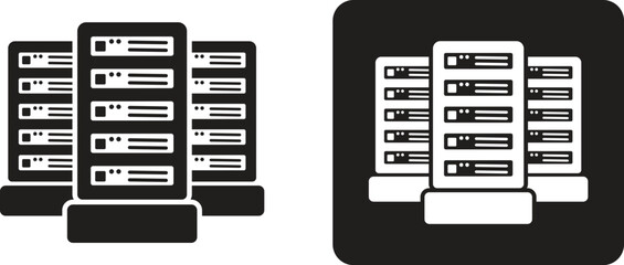 Set of data center server icons. Data center icon symbols with two different styles. Vector illustration