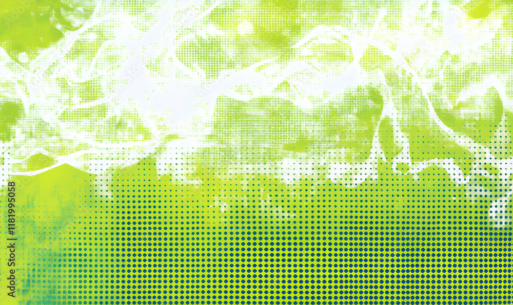 Poster abstract green and white textured background with halftone dots, perfect for design projects needing