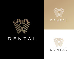 Abstract Tooth Dental Teeth Dentist Dentistry Simple Line Art Luxury Vector Logo Design Illustration