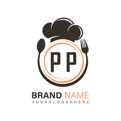 initial monogram logo With restaurant Circle shape logo design.

