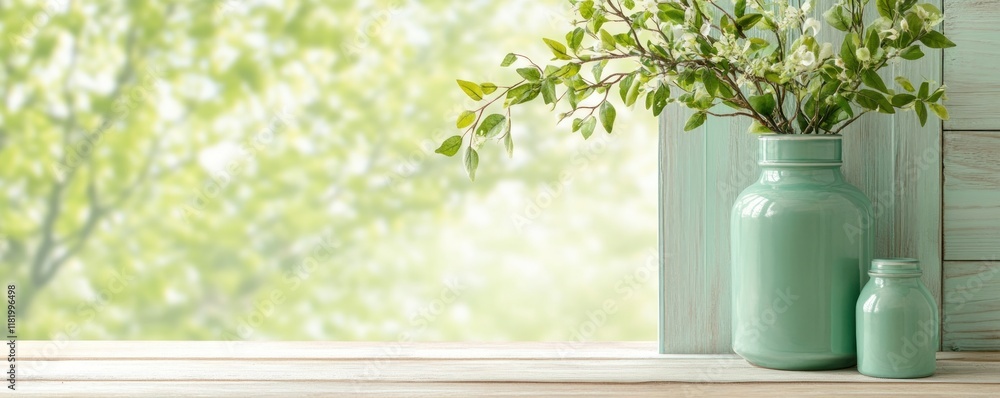 Poster embrace the calm with 'serenity meets softness in a minimalist spring composition with gentle greene