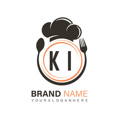 initial monogram logo With restaurant Circle shape logo design.
