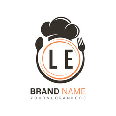 initial monogram logo With restaurant Circle shape logo design.