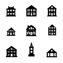 Fototapeta premium Collection of Black and White Building Silhouettes