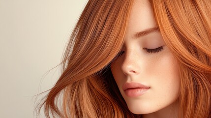 Naklejka premium Afrotextured hair extensions in a rich auburn shade, glowing under warm studio lights