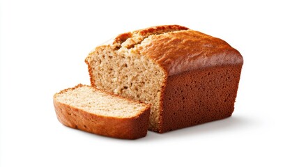 Freshly Baked Loaf of Brown Sweet Bread with Slice Removed