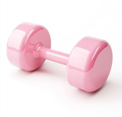 Obraz premium Glossy Pink Dumbbell on White Background 
