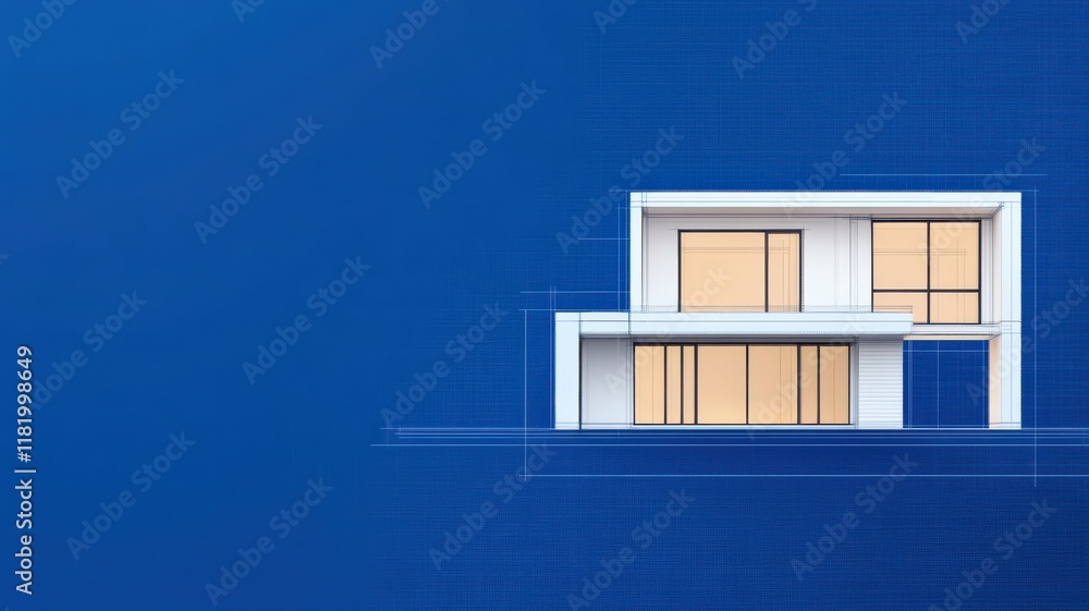 Poster modern architectural design blueprint with clean lines and style.