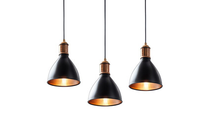 a lot of hanging lamps isolated on white background