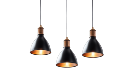 a lot of hanging lamps isolated on white background