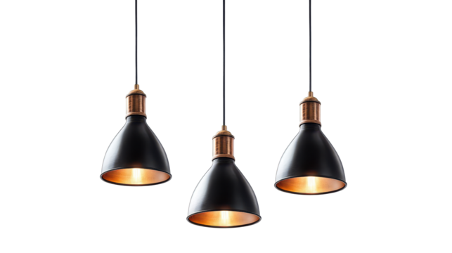 a lot of hanging lamps isolated on white background