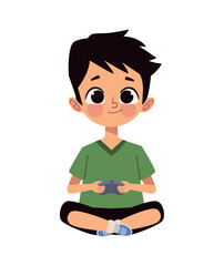 boy playing video game