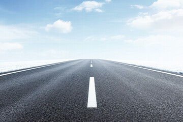 Fototapeta premium Endless road adventure open highway landscape under bright sky