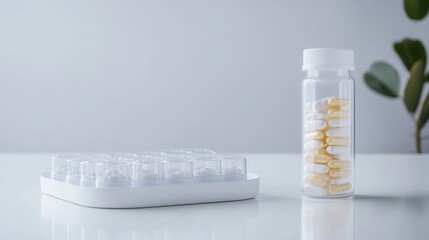 Organized Medicine Bottles and Pill Dispenser