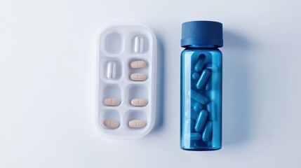 Organized Medication in Pillbox and Bottle