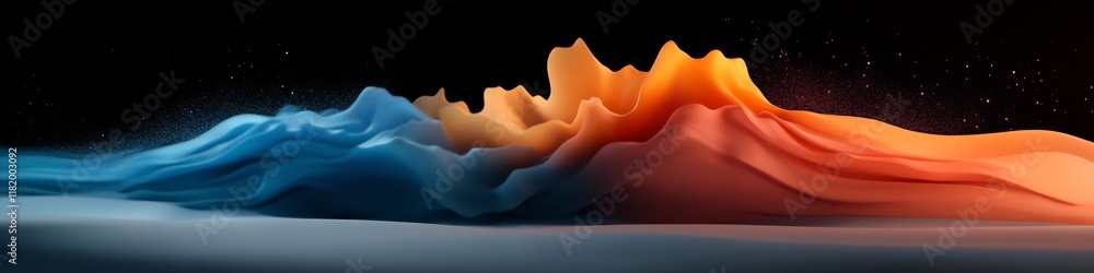 Poster captivating 3d animation depicting the dispersion and of a wave packet into distinct frequencies sho