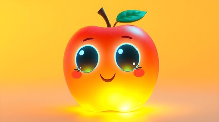 animated apple with charm on vibrant background for storybook illustrations