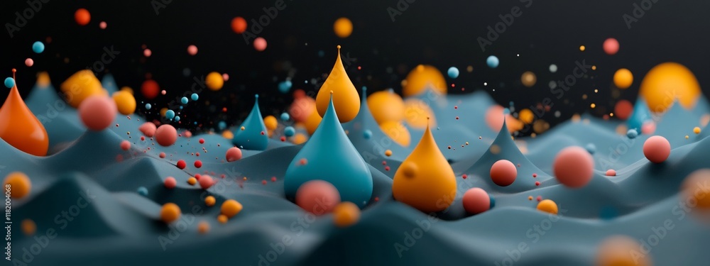 Poster captivating 3d depicting the dynamic frequency distribution of technological innovations in a given 