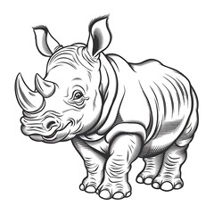 Fototapeta premium rhino art cartoon coloring page