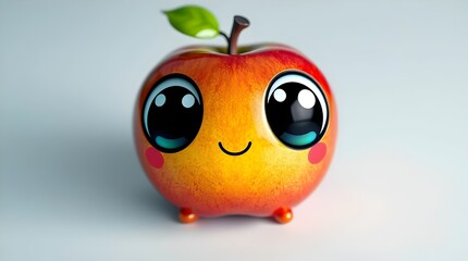 adorable animated apple with charm on bright backdrop for educational branding