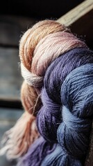 Twilight-inspired yarn textures cozy studio photography warm atmosphere close-up view crafting serenity