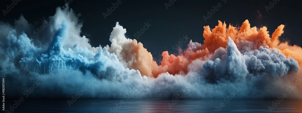 Poster captivating digital artwork showcasing the visual spectacle of dynamic turbulent atmospheric weather