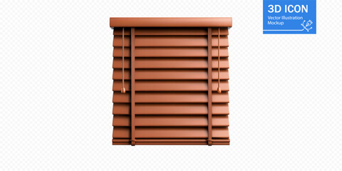 Closed wooden venetian blind featuring evenly spaced slats, showcasing a warm brown color. The design is simple and elegant, suitable for various interior styles.