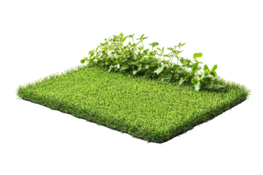 Artificial grass mat adorned with vibrant herbs gives a lifelike touch to indoor gardening