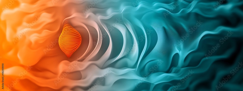 Poster captivating digital depicting a vibrant undulating column of air producing mesmerizing frequencies o