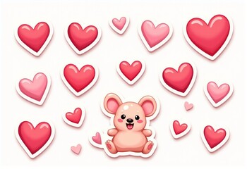 Valentine's Day Cartoon Stickers Set, Cute Design, High Resolution, 4K, UHD, Sharp Details
