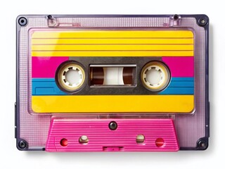 Naklejka premium Retro Cassette Tape Isolated on White Background - Vintage Audio Media