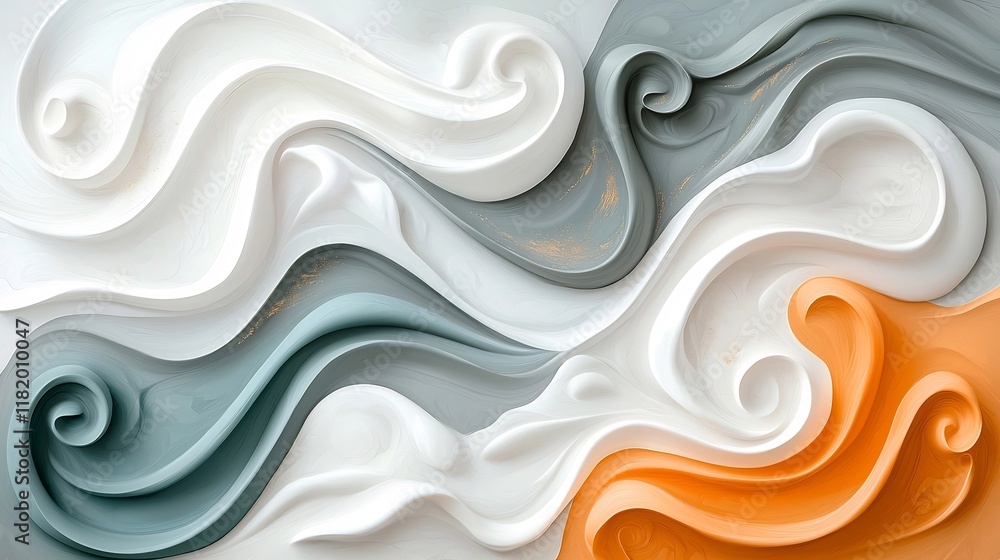 Poster mesmerizing abstract backdrop featuring swirling ethereal patterns of white gray and turquoise marbl
