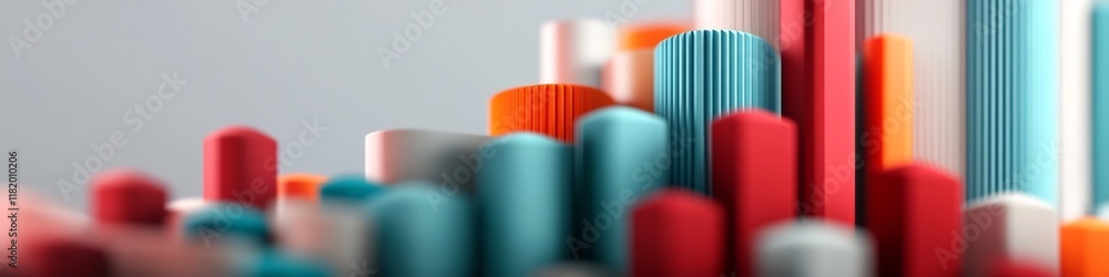 Poster vibrant 3d visualization of employment trends in an industry abstract geometric shapes patterns and 