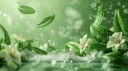Vibrant Explosion of Aloe Vera Leaves With Dewdrops on Lush Green Background. Generative AI