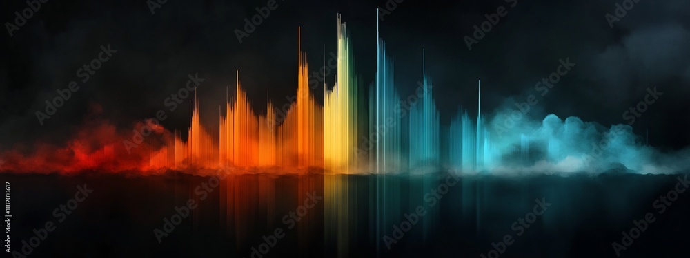 Poster captivating depicting a vibrant and dynamic spectrogram visualization showcasing the frequency conte